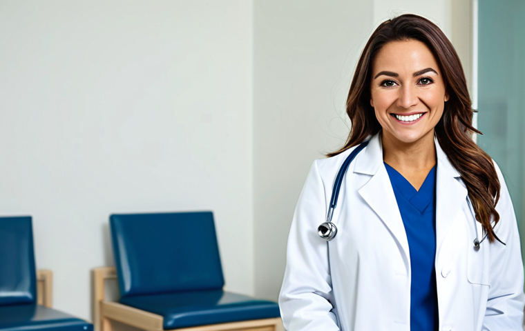**

"A professional female doctor wearing a modest white coat, smiling warmly in a clean and modern hospital environment, fully clothed, appropriate attire, safe for work, perfect anatomy, natural proportions, professional medical photography, high quality, family-friendly"

**