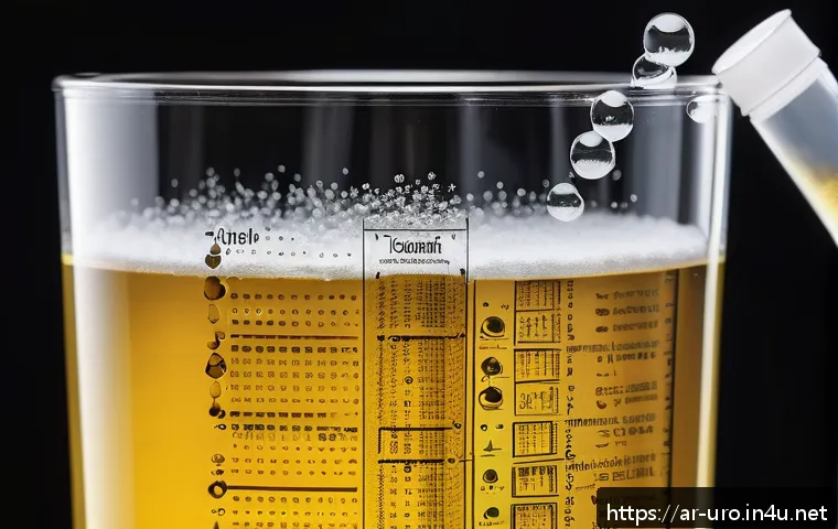 소변에서 거품이 보이는 원인 - A detailed medical illustration showing the chemical changes in urine composition causing foam forma...